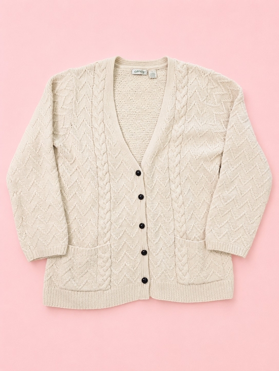 Orvis Sweaters - Orvis Cream Cable-Knit Button Cardigan Sweater